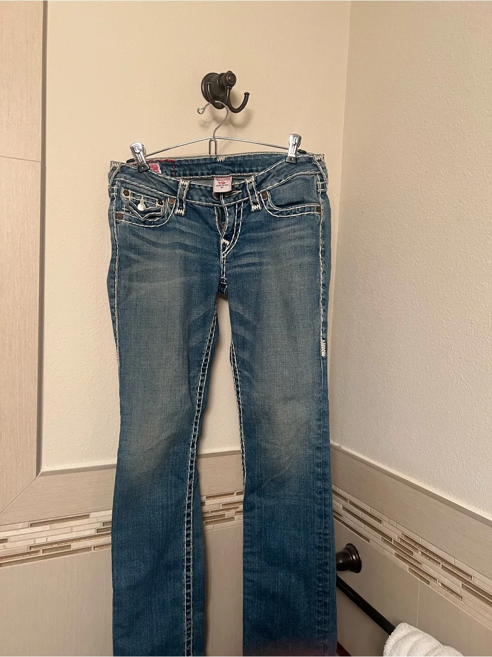 True Religion Women's Light Blue Flare Jeans